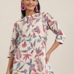 Multi Printed Cotton Straight Short Kurti