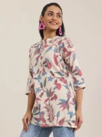 Multi Printed Cotton Straight Short Kurti - Image 2