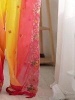 Women's Multicolor Georgette Embroidered Saree With Unstitched Blouse - Image 3
