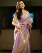 Women's Silver Tissue Silk Ethnic Saree With Unstiched Blouse Piece For Festival And Function. - Image 4