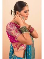 Women Green Paithani Woven Saree with Unstitched Blouse - Image 4