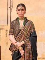 Poly Viscose Silk Pashmina Saree(Black) - Image 3