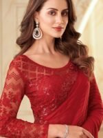 Women's Self Woven, Lace Georgette Saree with Unstitched Blouse - Image 2