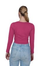 Square Neck Long Sleeve Stylish Cotton Crop Top for Womens, Readymade Saree Blouse - Image 3