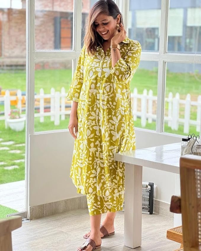 71J7oKehoYL._SX679_.jpg Women's Rayon Printed Co-Ord Set | Ethnic Co Ord Set for Women | 2 Piece Kurta Set for Women - Image 1