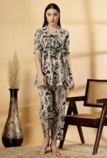 Women Ivory Print Baroque Pure Cotton Co-ord Set - Image 2