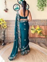 Women's Multicolor Chiffon Embroidered Saree with Unstitched Blouse - Image 2