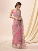 Women's Net Embroidery Saree with Blouse Piece - Image 3
