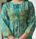 Polyester Women's Floral Placement 3/4 Sleeve and Keyhole Neck Printed Short Kurti - Image 2
