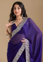 Violet Zariwork (Silver) Chiffon Saree - Image 3