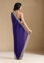Violet Zariwork (Silver) Chiffon Saree - Image 2