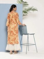 Brown Printed Silk Straight Kurta - Image 3