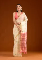 Cream Zariwork Tissue Saree
