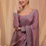 Lavender Stonework Crepe Designer Saree