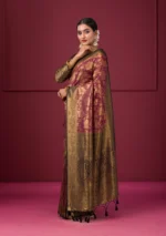 Maroon Zariwork Soft Silk Saree - Image 3