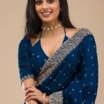 Navy Blue Zariwork Soft Silk Saree