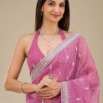 Onion Pink Zariwork Tissue Saree