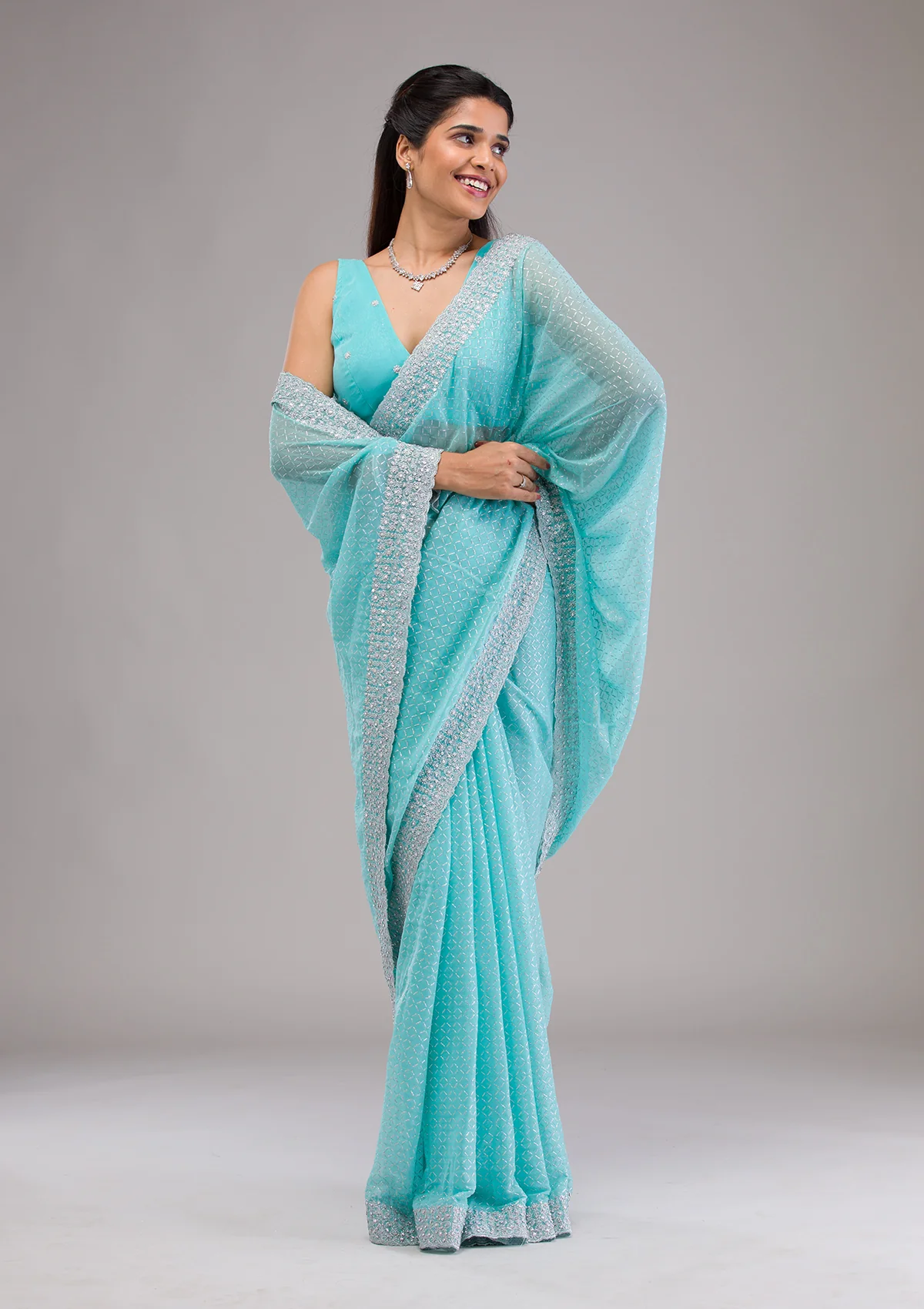 koskii-skyblue-stonework-georgette-designer-saree-saus0034477_skyblue_1_6.webp Sky Blue Stonework Georgette Saree - Image 1