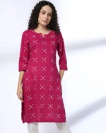 Women Geometric Print Cotton Straight Kurta