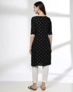 Women Floral Print Straight Kurta with Insert Pocket - Image 3
