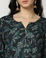 Women Floral Print Cotton Straight Kurta - Image 2