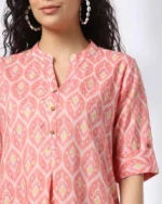 Women Geometric Print A-Line Kurti - Image 2