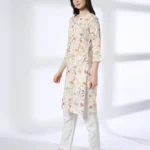 Women Floral Print Cotton Straight Kurta