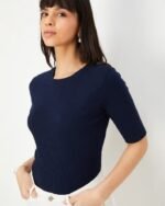Women Ribbed Round-Neck Top