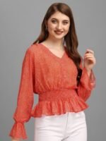 Bright Red Minimal Women's Tops - Image 4