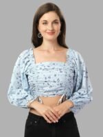 Crop Top for Women Western Wear Sky Blue Regular Price - Image 3