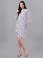 DRESSES FOR WOMEN WESTERN WEAR DOTTED MULTI-COLOR DRESS.