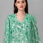 TOPS FOR WOMEN WESTERN WEAR ABSTRACT GREEN COLOUR